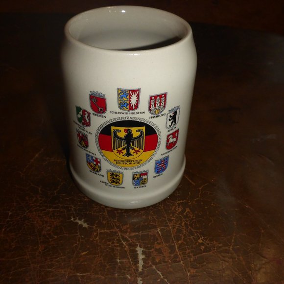 WS Dining Vintage German Stoneware Beer Stein 1 States Coats Of Arms Made In W German Poshmark